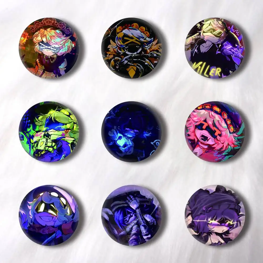 Murder Drones Game Pins Badges Round Laser Badge Brooch Clothes Backpack Accessories