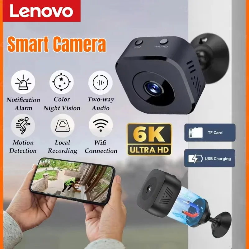 Lenovo Mini Security Camera 4K Full HD WiFi Surveillance With 2 Way Audio Motion Detection Infrared Night Vision Security Camera