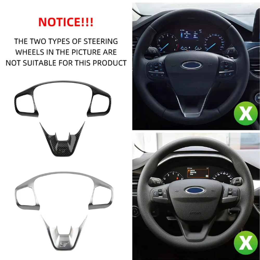 Für Focus 4 MK4 2019-2024 Fiesta MK8 2017-2021 ABS Auto-Lenkrad-Verkleidung Steuerknopf-Rahmenabdeckung Zubehör – Detail 1