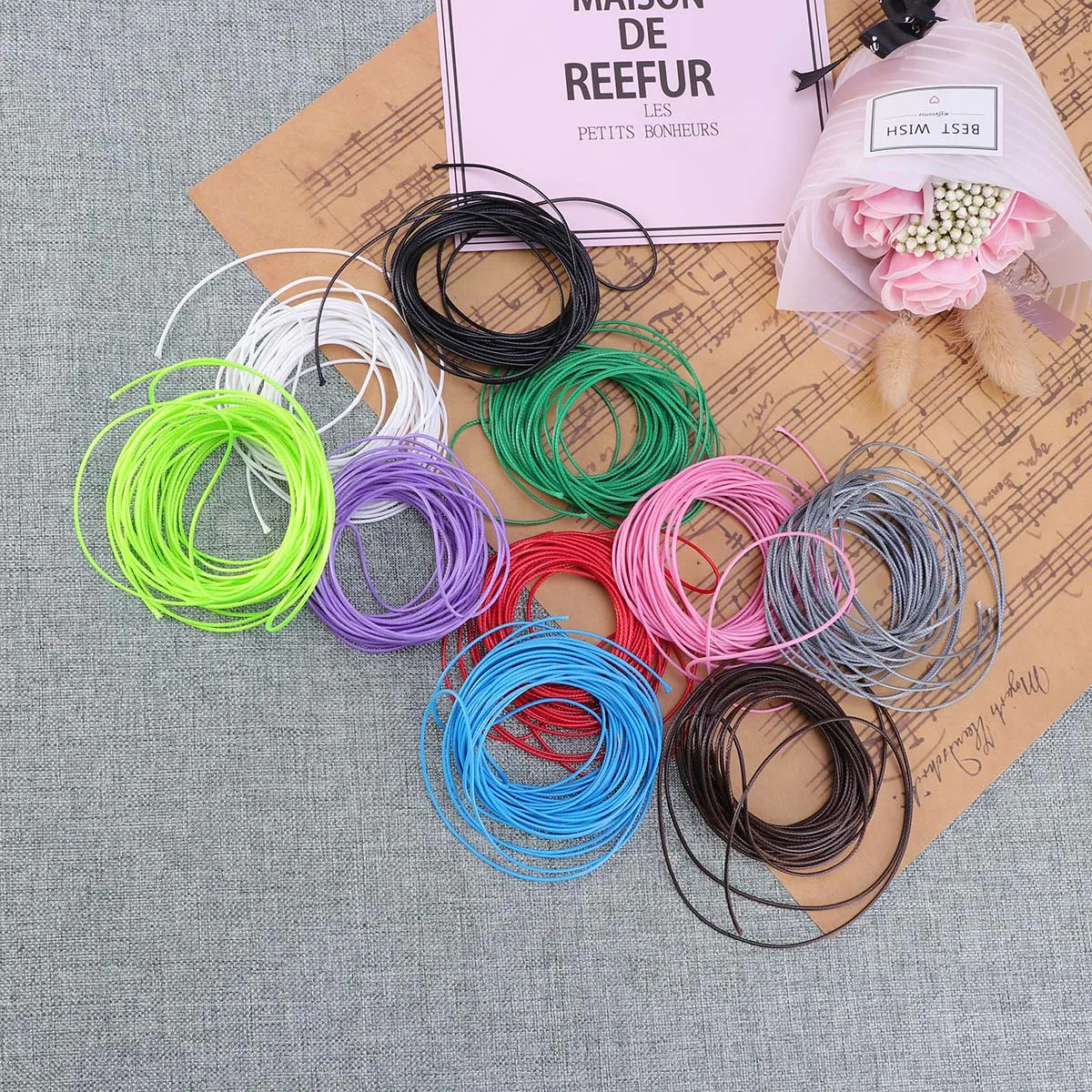 

10pcs 10 Rolls Waxed Cotton Cord 1mm 10M Each DIY Bracelet Necklace Making Supplies Jewelry Accessories Craft Materials