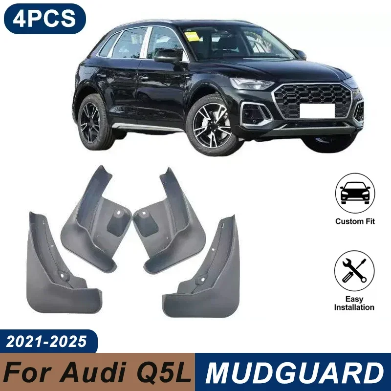 4PCS Car Mud Flaps For Audi Q5L 2021-2025 Waterproof Anti-Splash Fender Mudguards Auto Exterior Accessories