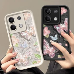3D Emboss Butterfly Case For Xiaomi 13T 11T Redmi Note 14 11 12 13 10 Pro 5G 4G Poco F6 X6 X5 Pro Funda Shockproof Bumper Cover