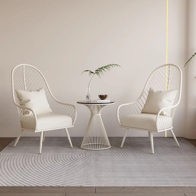 

Cream wind outdoor balcony leisure table and chairs sofa chair simple single coffee table courtyard three-piece combination