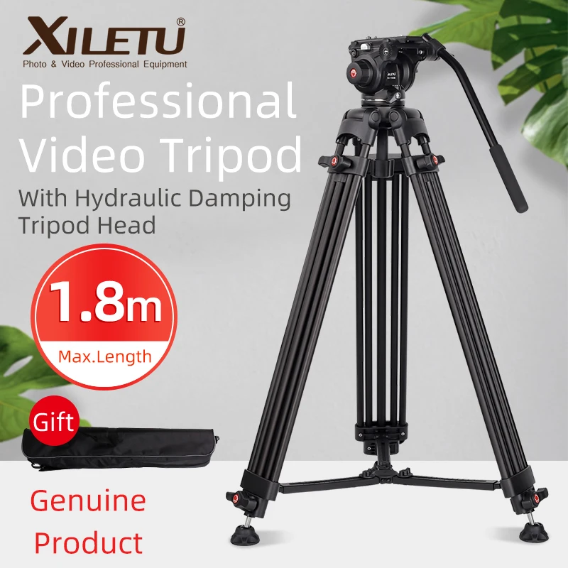 

Professional Video Tripod, 1.8M Aluminum DSLR Camera Tripod with 360° Fluid Head for Studio Photography, Heavy Duty Load 8KG