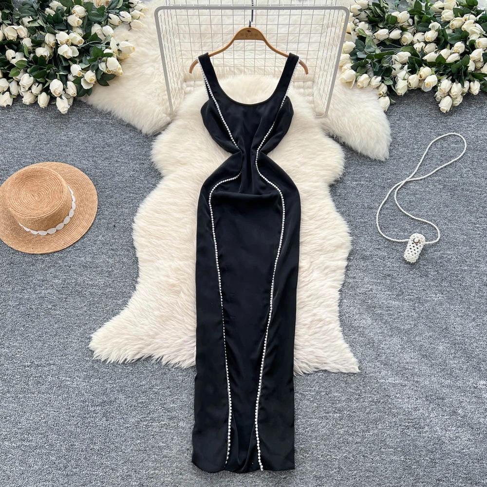 

Chic Sexy rhinestone slim Slip Dress Fairy Casual pencil dress Summer Beach Vacation Vestidos Women Sundress