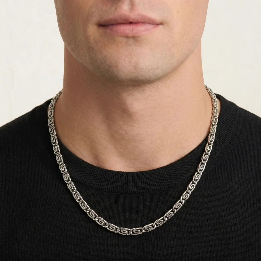 

316L Stainless Steel Geometric Symbol Necklace 58cm, Non-Tarnish Minimalist Cross Pendant, Waterproof Hip Hop Jewelry Gold Steel