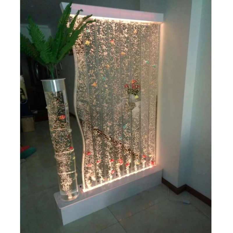 Acrylic curtain wall flowing water bubble dance custommade screen partition porch fish tank living room coconut