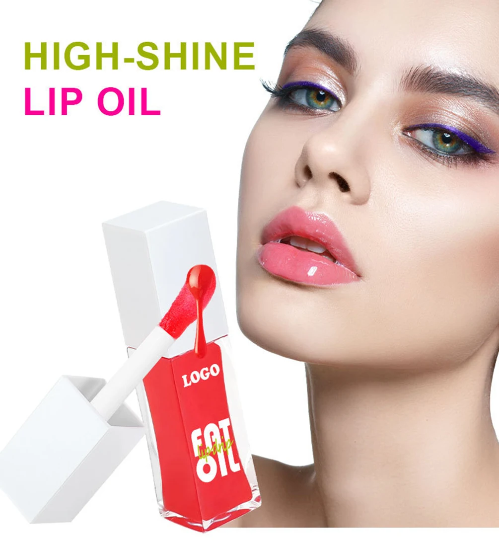 Private Label Lip Oil Custom Logo Square Tube Nawilżający, wypełniający usta Przeciw wysuszaniu, pękający balsam do ust Luzem połysk Makijaż Wegański