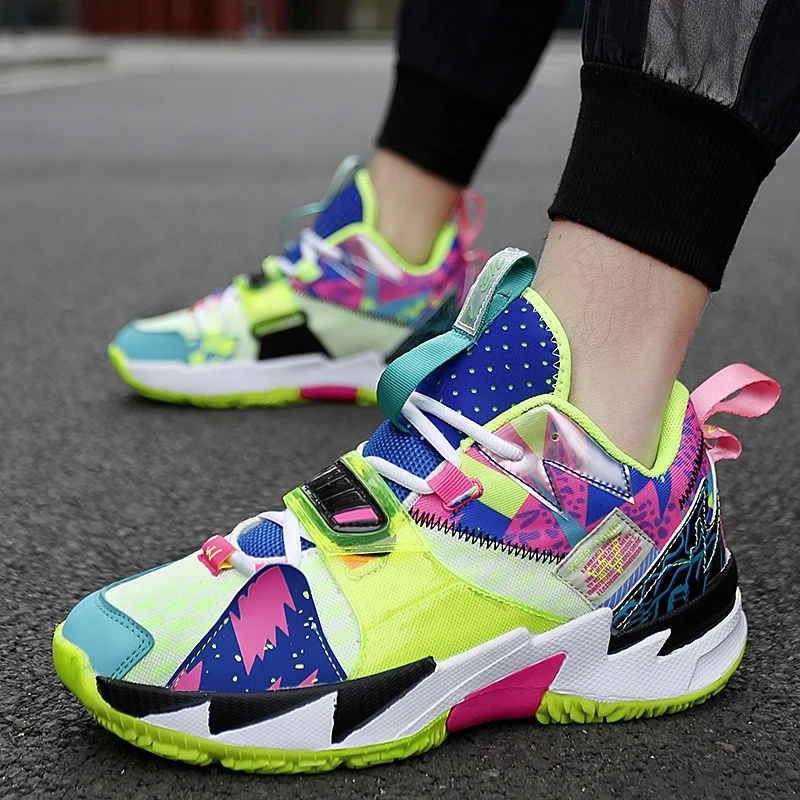 Men Basketball Soft Sole Rebound Cushioning Professional Training Running Shoes Anti Slip Breathable Outdoor Sports Shoes Men