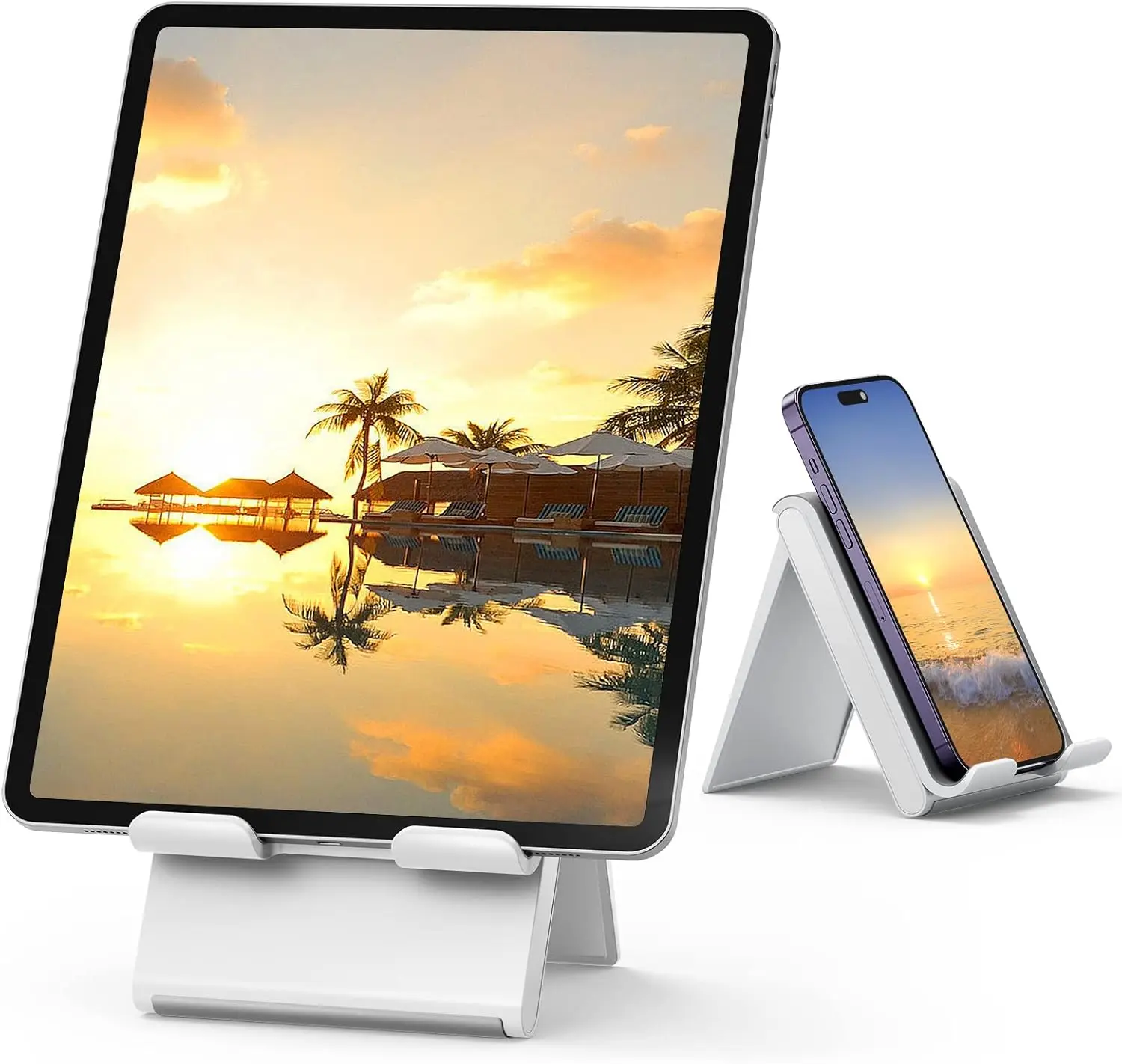 Adjustable Tablet Stand Holder Portable Foldable Desktop Dock Compatible for iPad iPhone Switch Samsung Kindle Gray