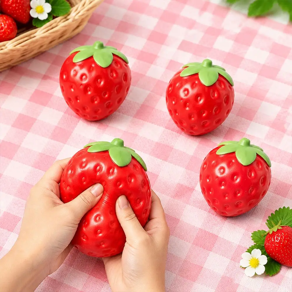 Reusable​​ Fruit Shape Strawberry Squeeze Ball Soft Big Stress Relief Toy Funny Anti-stress Squeeze for Adults & ​​