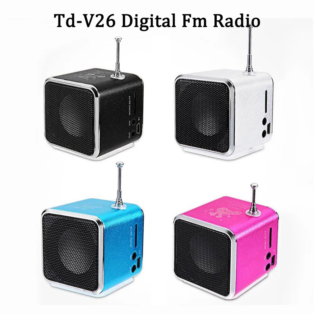 

Portable Td-V26 Digital Fm Radio Speaker Hot Mini FM Radio Receiver Music Player AUX (2.0) Full-Range Support TF Card and U Disk