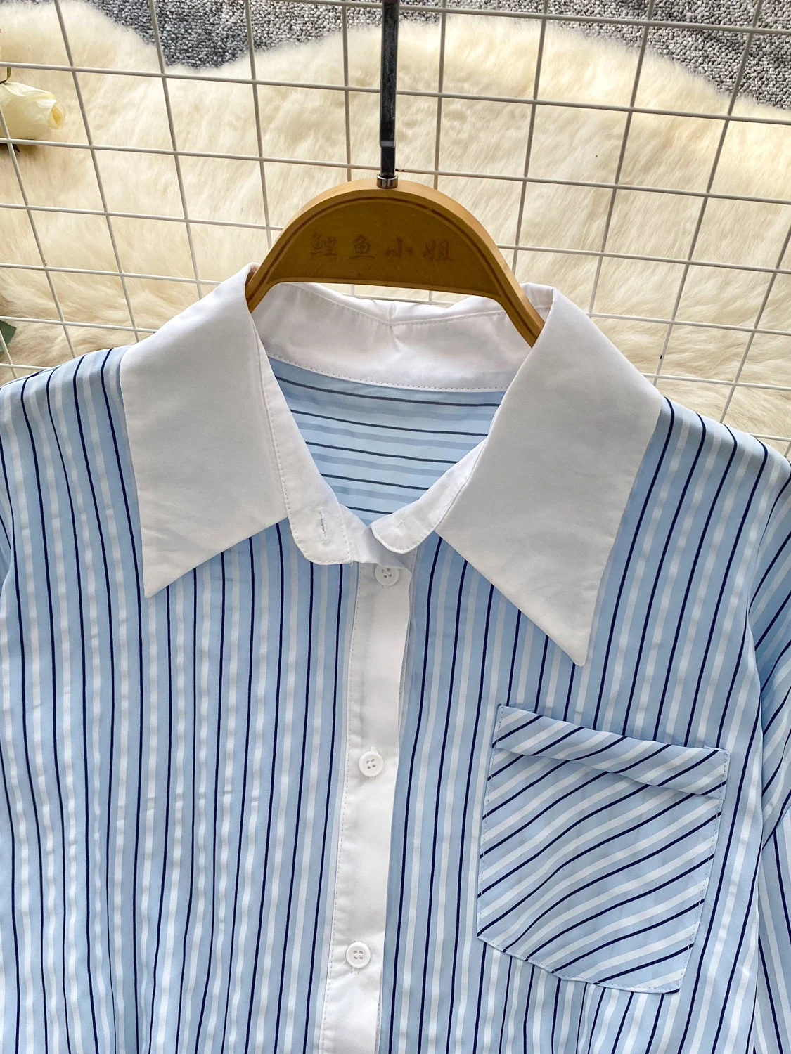 

Ele Lace Patchwork Striped Long Sve Women's irt Casual Loose Comfortable Breathable Polyester Fiber Autumn Top