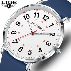 LIGE Simple Vintage Classic Fashion Casual Women Watch For Men Ladies Silicone Belt Elegant Wild Creative Quartz Wristwatch Men