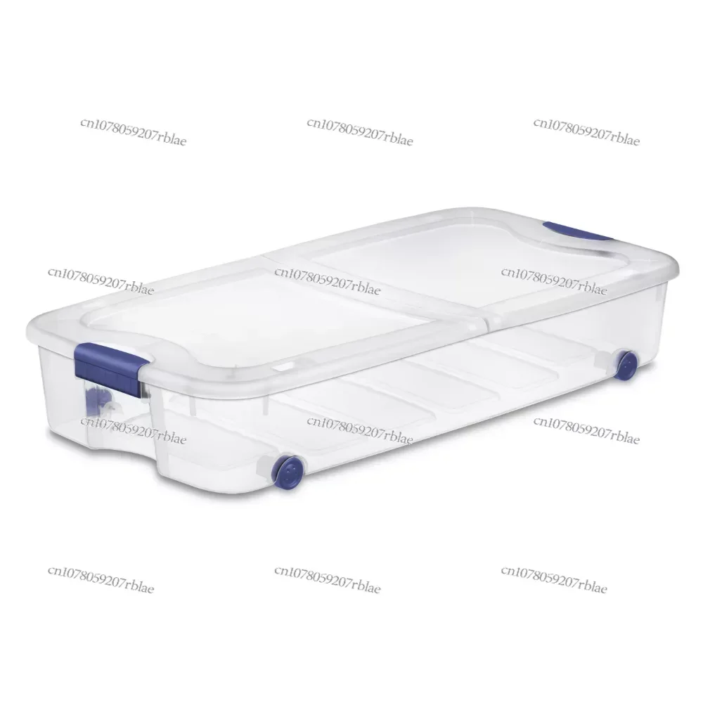 Plastic Storage Box, 39.50 X 20.25 X 7.00 Inch: Set of 4 Stadium Blue Storage Boxes