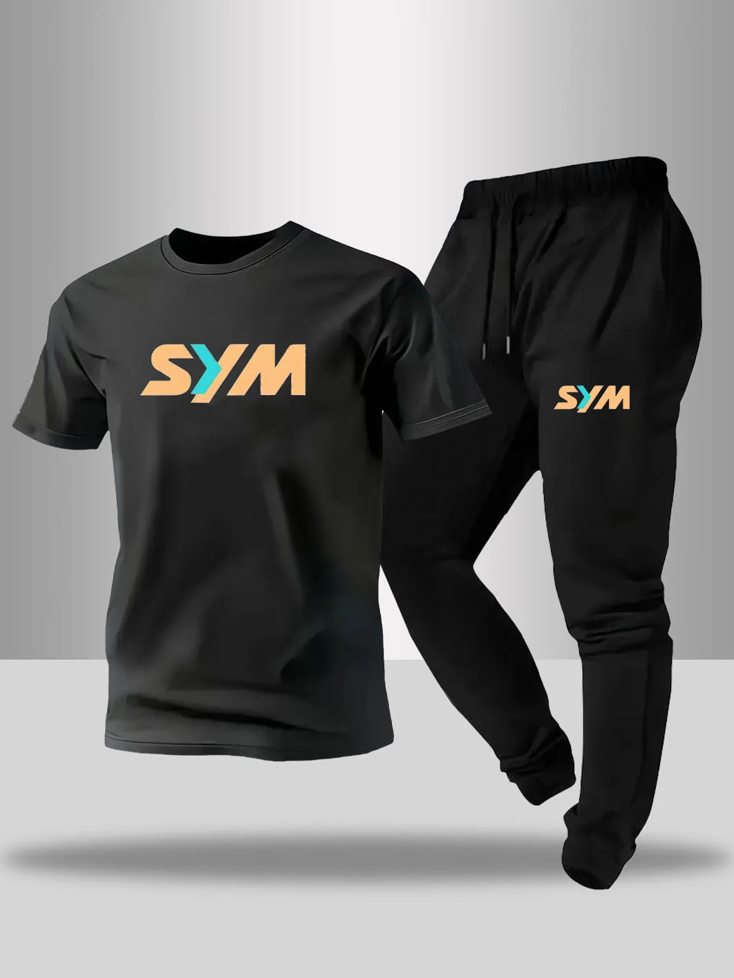 

Hot selling summer men's printed comfortable round neck T-shirt and pants set, outdoor fashion two-piece set