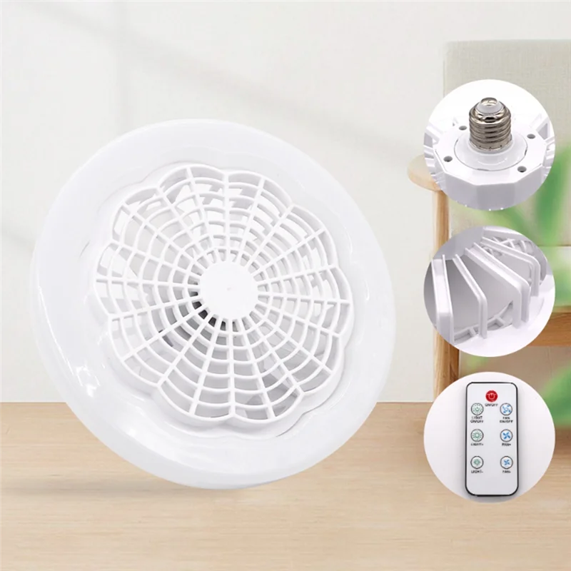 LED Smart Fan Light Ceiling Fan 30W Remote Control Indoor LED Light Silent Bedroom Kitchen Decor Lamp Fans-White