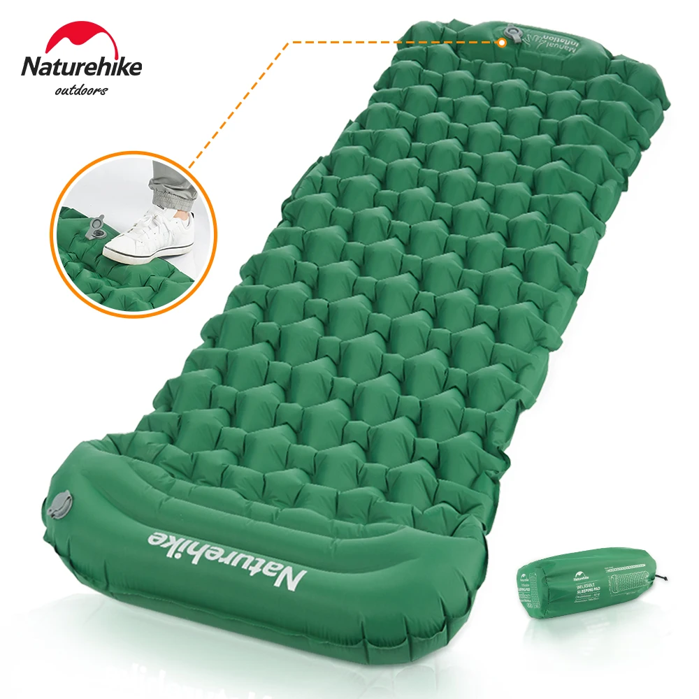 

Naturehike Foot Press Air Mattress Portable Folding Nylon Inflatable Mat Outdoor Ultralight With Pillow Air Bed Camping Mat