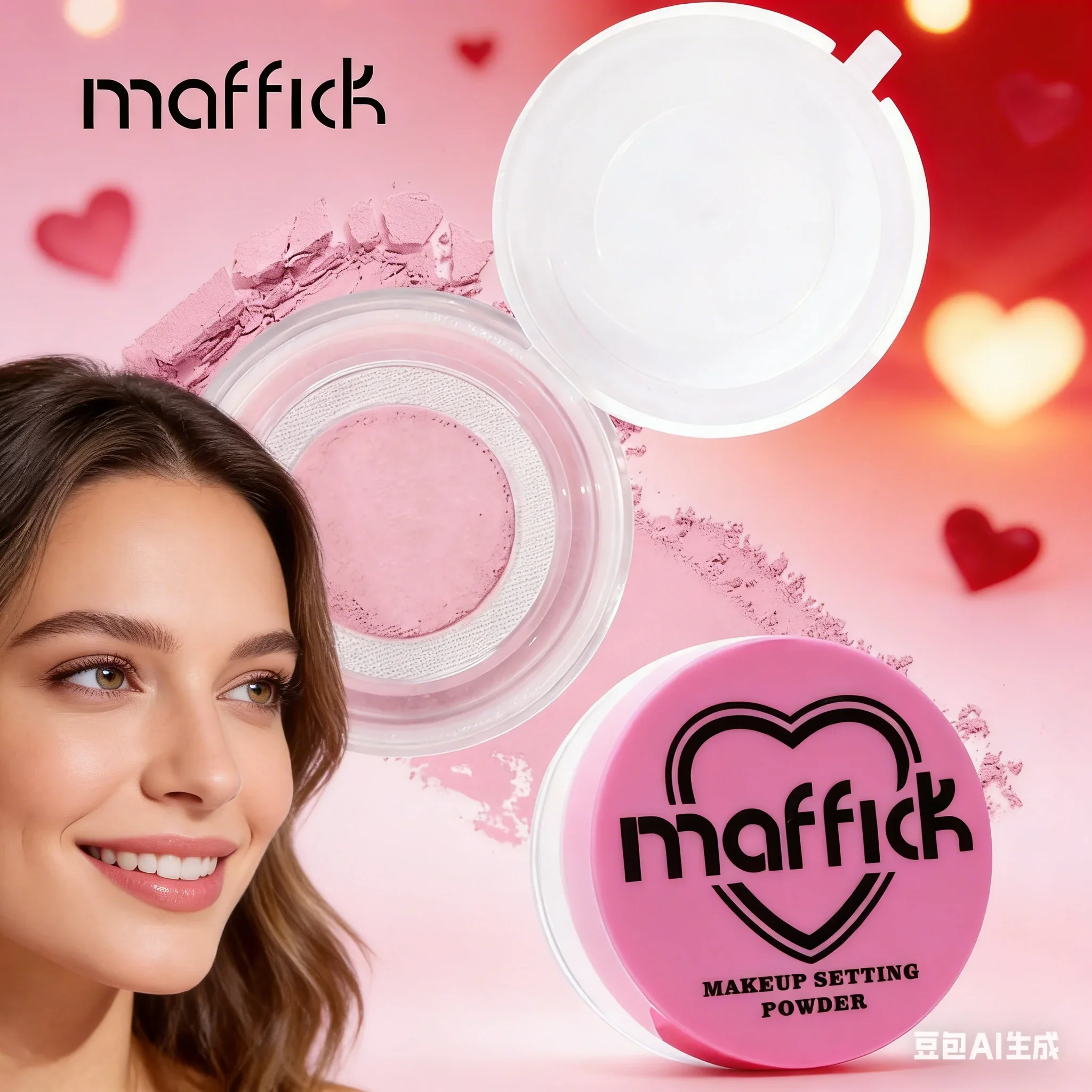 MAFFICK Cute Girl Setting Loose Powder Waterproof Oil Control Long Lasting Fine Face Makeup for Christmas & Valentines Day Gift