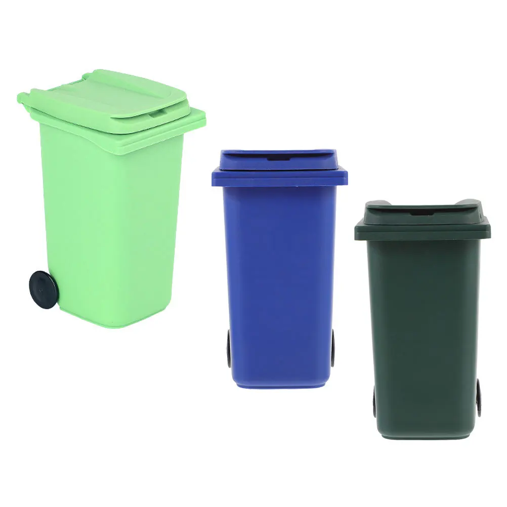 

3Pcs Mini Trash Can Pen Holder Desk Storage Bucket Compact Plastic Pencil Container Cute Office Organizer Bin Holder