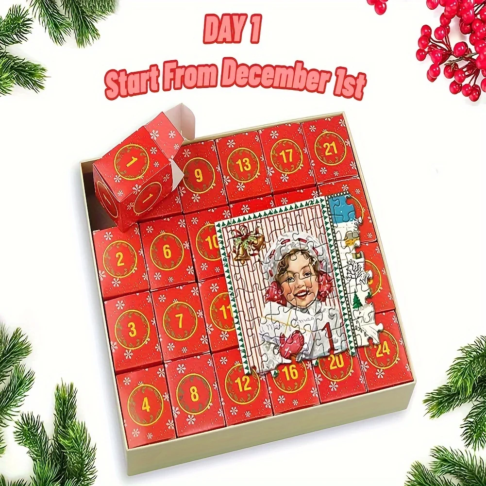 Set, Advent Calendar 2023 Christmas Jigsaw Puzzles-24 Parts 1000 Pieces Jigsaw Puzzles Gift For Countdown To Christmas, Navidad,