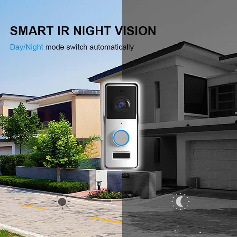 2MP 1080P  Tuya APP WIFI IP Doorbell Battery Power  130Degree Wide Angle Visual Door Viewer Video Door Phone With Indoor Chime