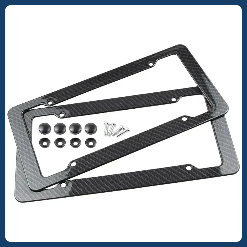 2 قطعة إطار لوحة ترخيص من ألياف الكربون البلاستيك الأسود الأمامي والخلفي غطاء حامل علامة السيارة للرجال/النساء مع مسامير الأجهزة جبل #1