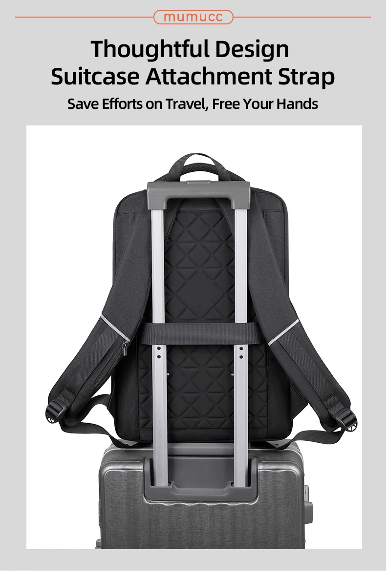 MUMUCC Hard EVA Shell Laptop Backpack Shockproof USB Type C Charging Anti Theft Password Lock Travel Backpack with Luggage Strap