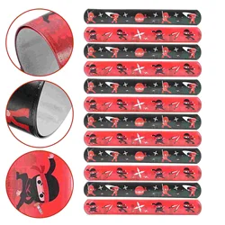 12 Pcs Ninja Pat Circle Child Hand Chain PVC Snap Slap Bracelet Kids Party Favors Animal Design Decorative Slap Bands Bulk
