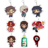 Horror Game Chibis Keychain Mouthwashing Jimmy Curly Anya Sallyface Key Chain Bag Keyrings Jewelry Gamer Fans Gifts Accessorie