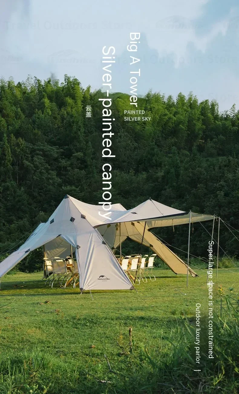 Naturehike Camping Sun Shelter Large 20-30 Persons Glamping Canopy Outdoor 60㎡ Silver Coating Sunscreen Tent Courtyard Party