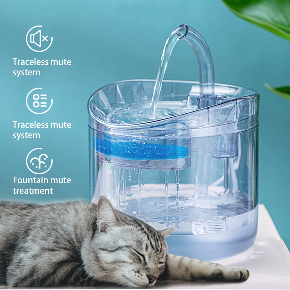 2L Intelligent Cat Water Fountain With Faucet Dog Water Dispenser Transparent Drinker Pet Drinking Filters Feeder Motion Sensor