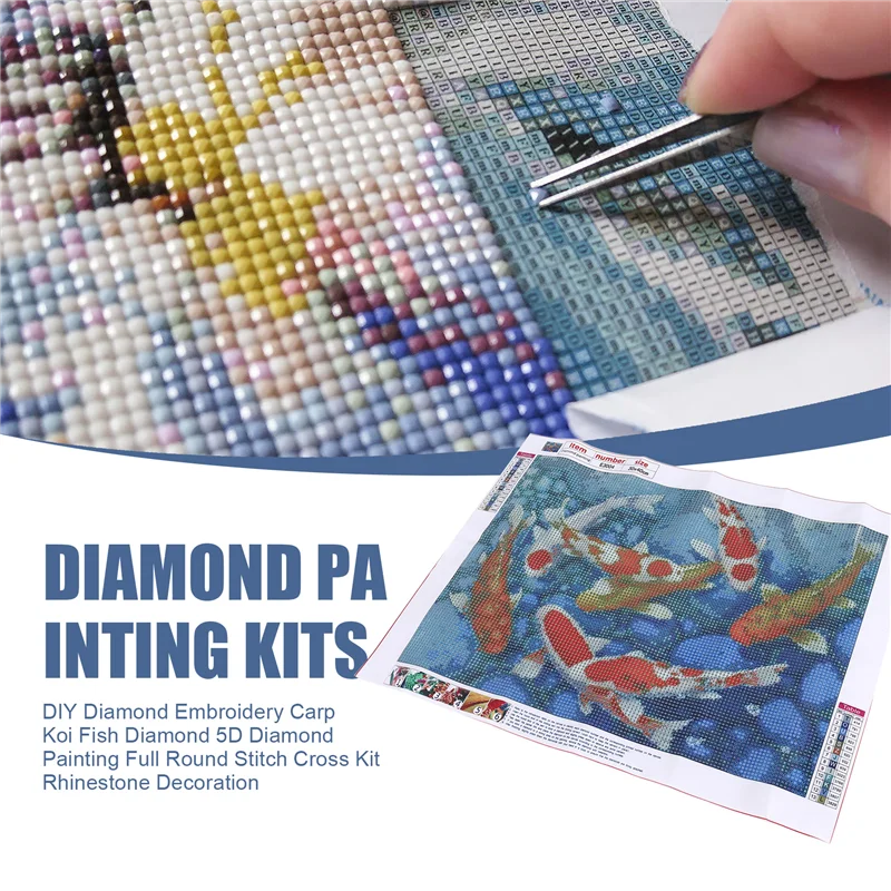 GOOD-DIY เย็บปักถักร้อยเพชรปลาคาร์พ Koi ปลาเพชร 5D ภาพวาดเพชรเต็มรูปแบบ Stitch Cross ชุดตกแต่ง Rhinestone