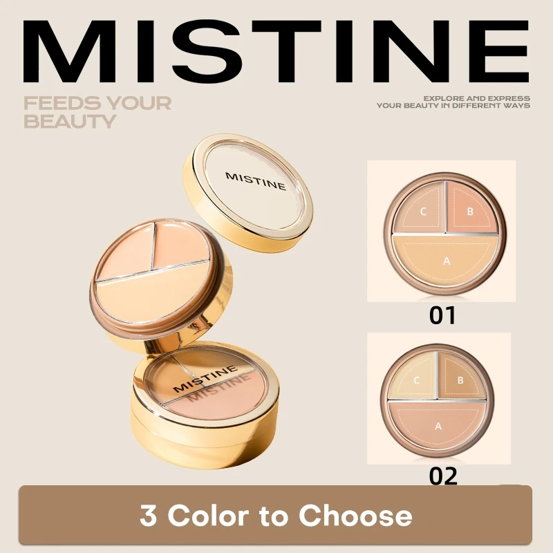 MISTINE Full Coverage Flawless Poreless 3 Color Cream Concealer Natural Invisible Acne Waterproof Moisturizer Face Makeup