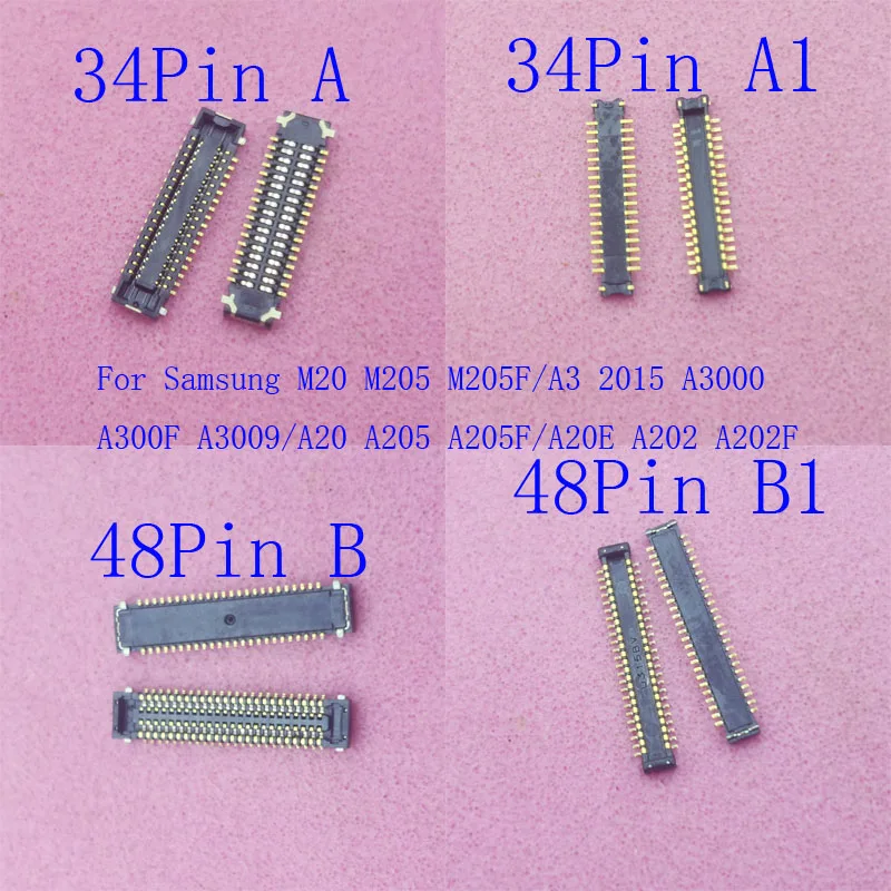 1-10Pcs Lcd Display Screen Usb Charging Charger Flex FPC Connector Plug For Samsung Galaxy A20E A202 M20 M205 A20 A205 34 48 Pin