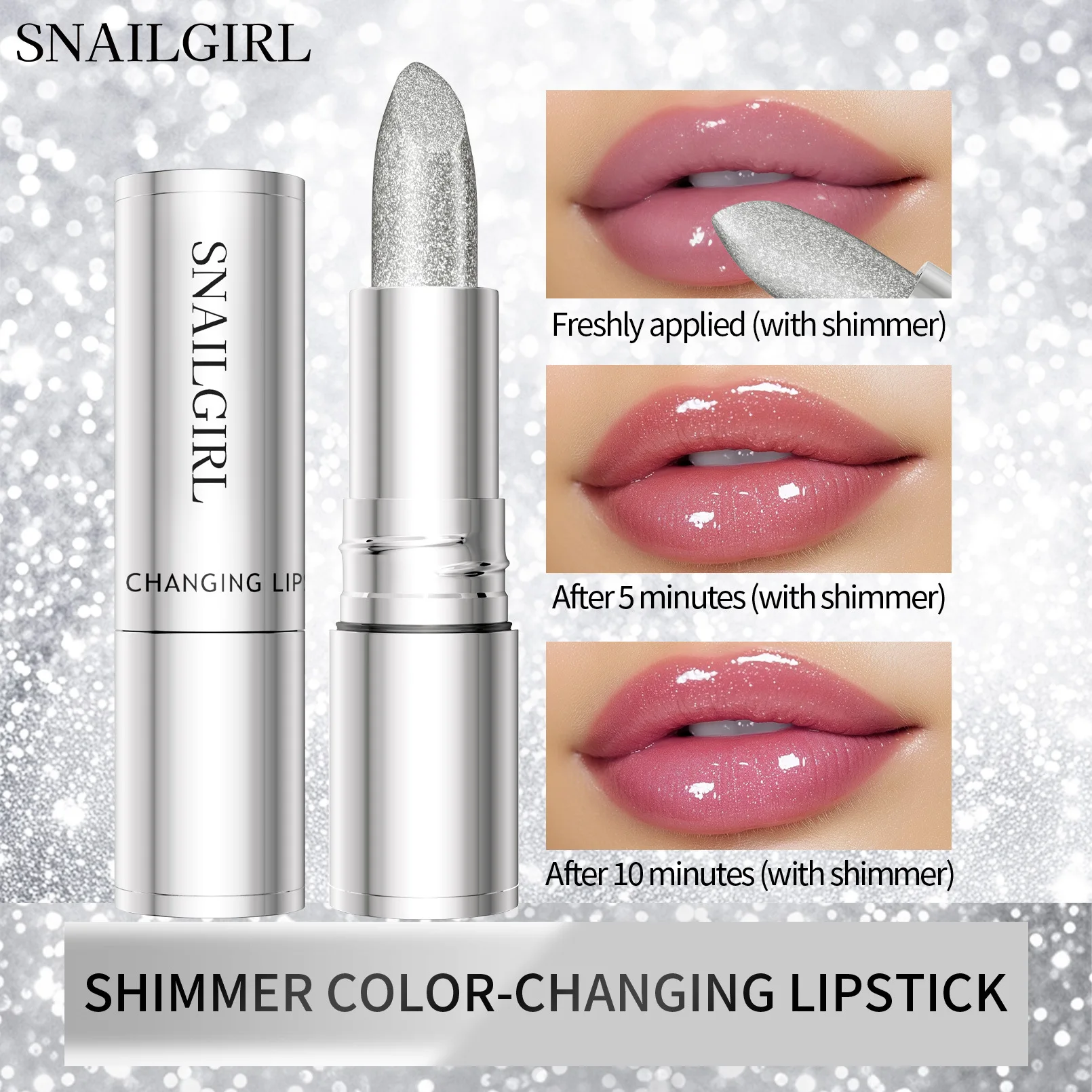 

Shiny Color-changing Glitter Lipstick Non-sticky Lip Gloss Hydrating Moisturizing Shimmer Waterproof Glossy Lipsticks Makeups