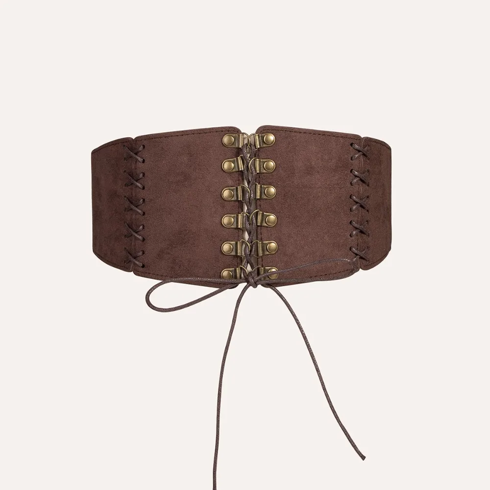 Faja elástica ajustable elegante para niña, cinturón ancho de gamuza de cuero PU de Color sólido, corsé de cintura elástica