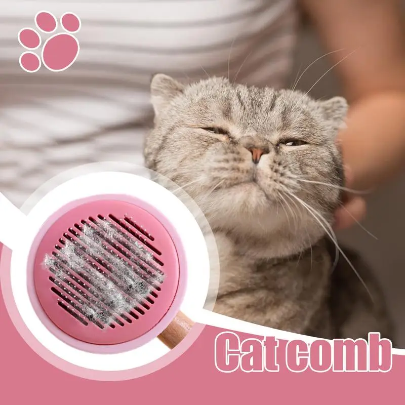 Cat Brush Detangling Cat Comb Gently Removes Loose Undercoat Tangled Hair Comb With Release Button Easy To Remove Loose