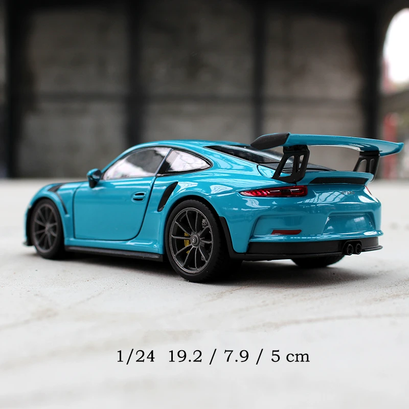 welly 1:24 Porsche 911 GT3 RS blue car alloy car model simulation car decoration collection gift toy Die casting model boy toy