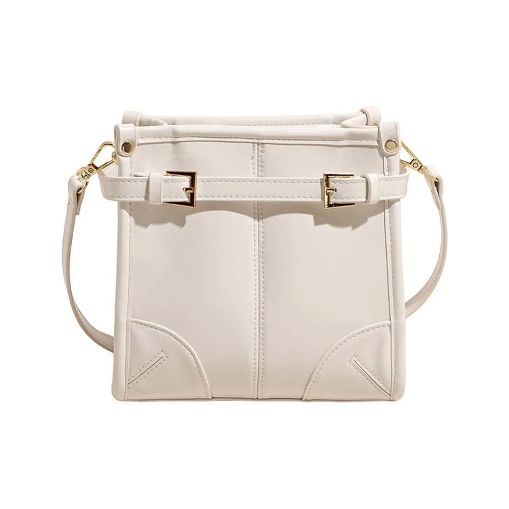 

Large Capacity Square Shoulder Bag Anti-splash Water Solid Color Belt Buckle Crossbody Bag High-end Polyester