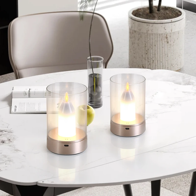 Rechargeable LED Candle Night Light Flameless Wick Candles Light Birthday Wedding Christmas Church Atmosphere Manual Sensor lamp