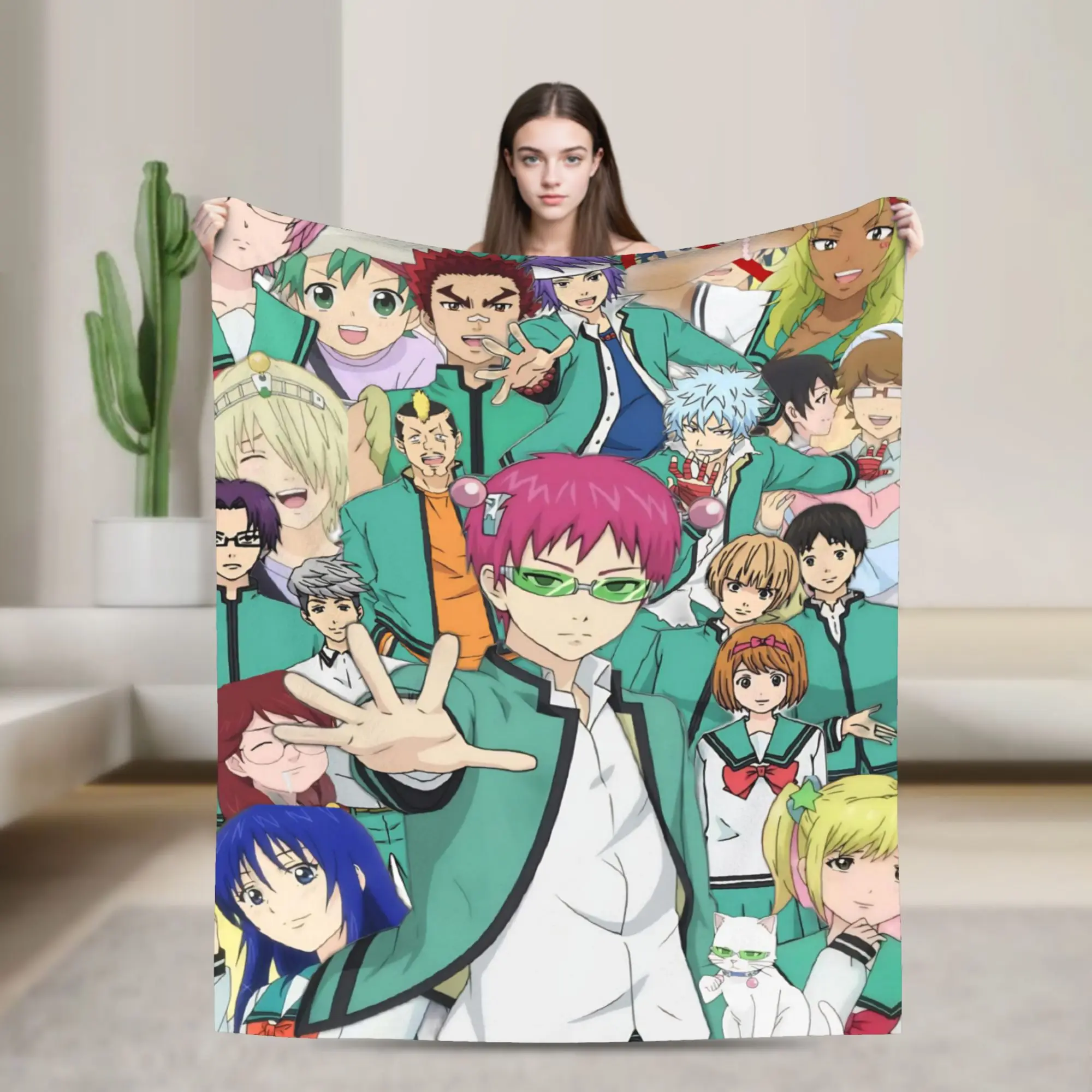 Saiki K anime Blanket Ultra-Soft Fleece Healing Gift  Throw Blankets Plush Thin Quilt
