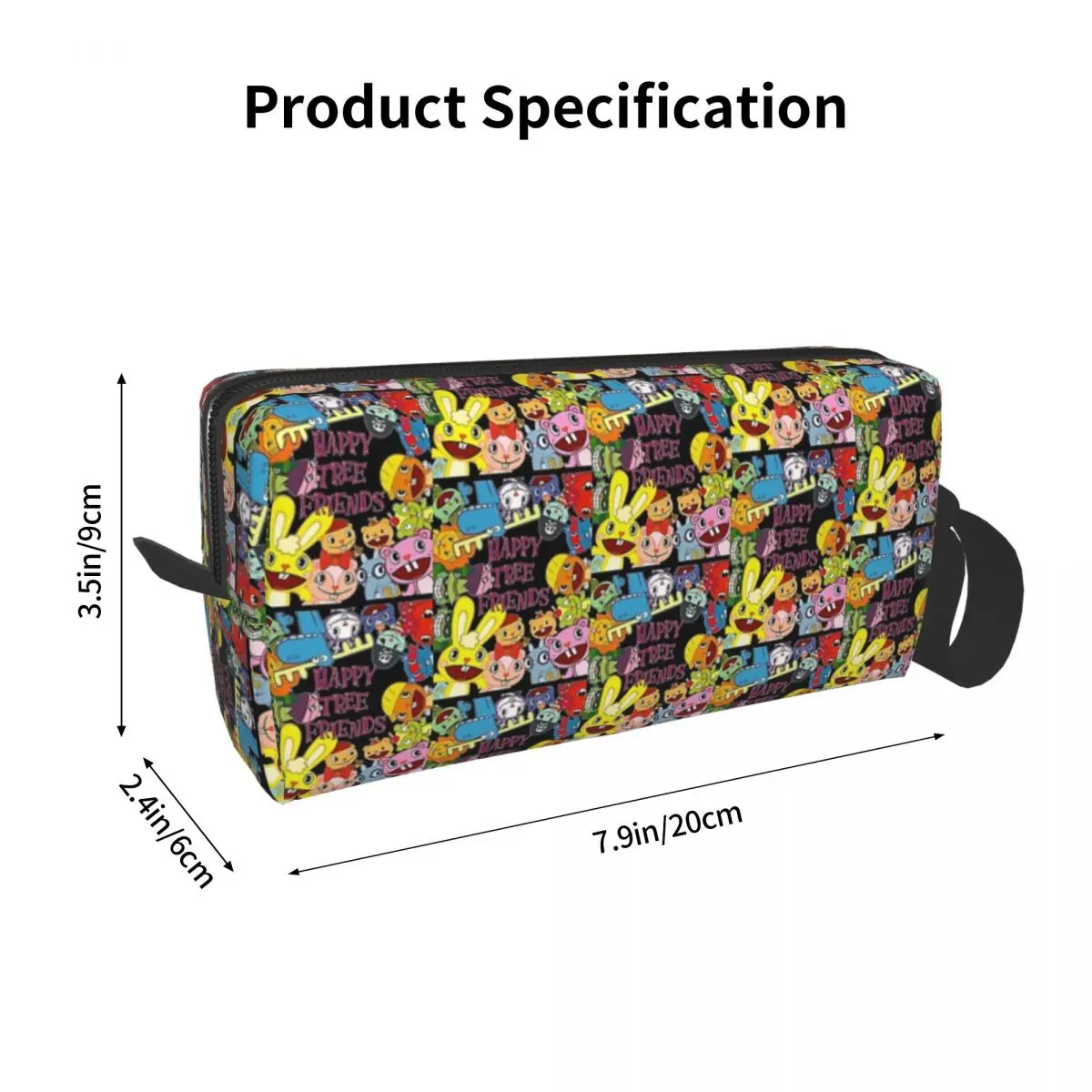 Happy Tree Friends Makeup Bag Cosmetic Organizer Storage Dopp Kit Toiletry Cosmetic Bag for Women Beauty Travel Pencil Case