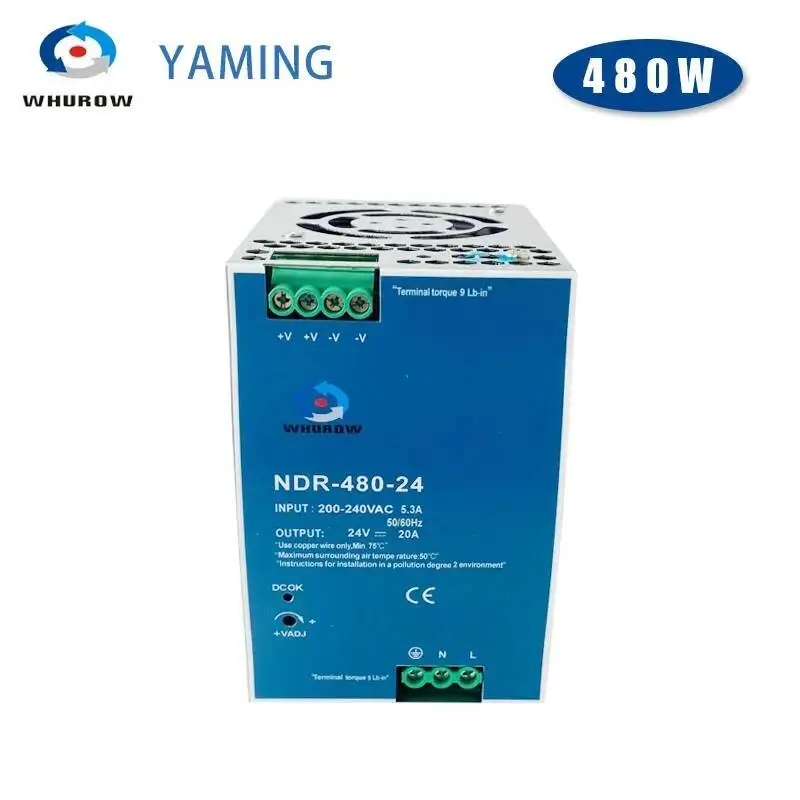 480W Slanke Type DIN Rail Gemonteerde NDR Serie Schakelaar Voeding Transformator Enkele Uitgang 24V/48V AC-DC Industriële Accessoire