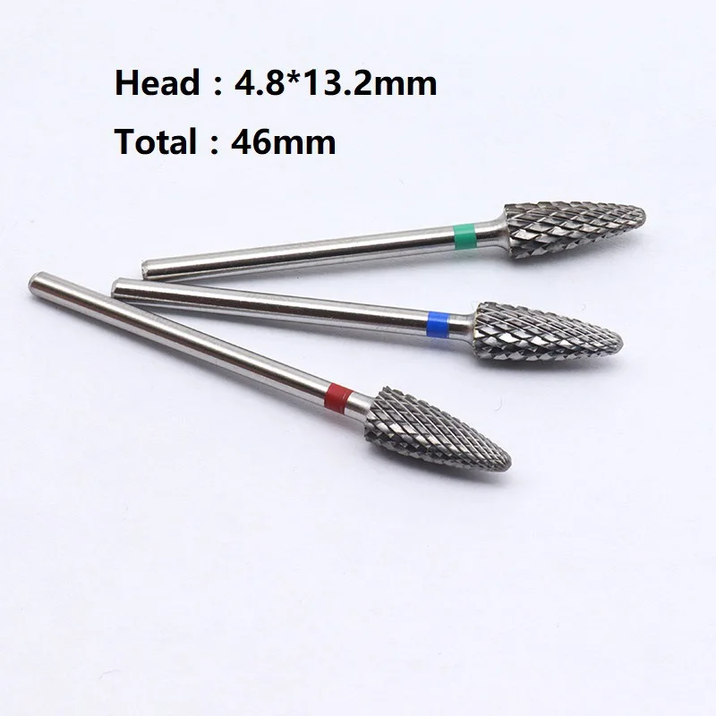 5mm bullet-shaped tungsten steel nail art cross tooth grinding head, sharp and durable, 2.35mm shank diameter