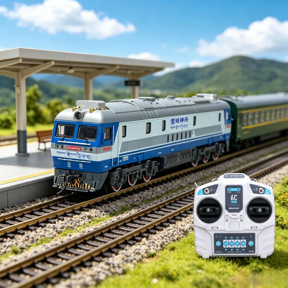 DF4B Electric Locomotive Retro Green Train with Speed ​​Adjustment and Remote Control Simulated Sound and Lighting Boys Toy Gift