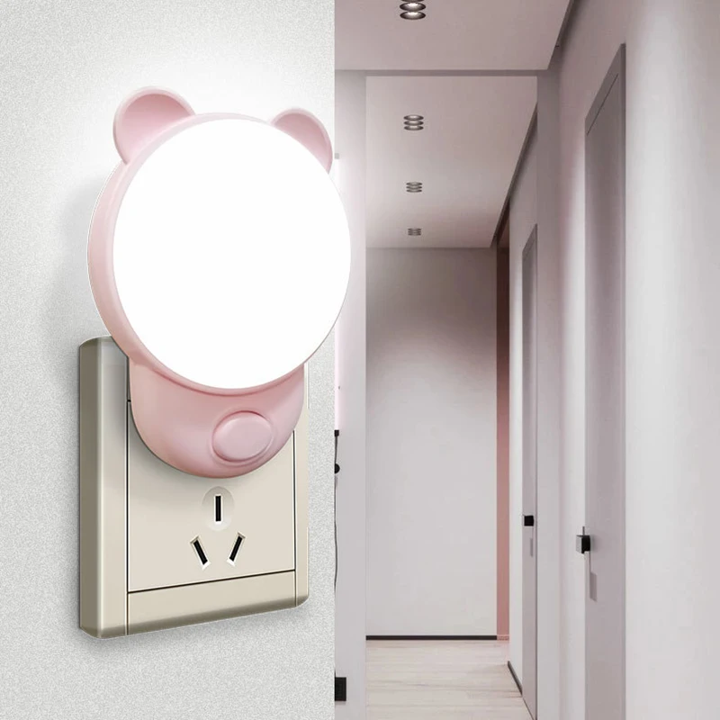 Lampada da comodino luce notturna spina europea luce notturna a LED 220V lampada da camera da letto regalo per bambini lampada da notte carina per corridoio WC