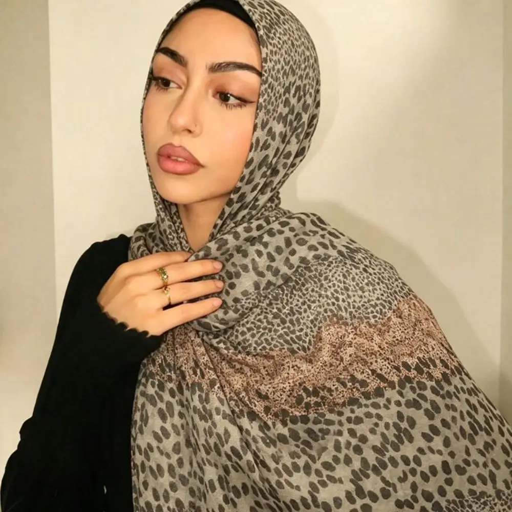 Lightweight Bali Cotton Texture Women's Scarf Polka Dot Leopard Print Long Scarf 75*180cm Breathable Shawl Outer Wear
