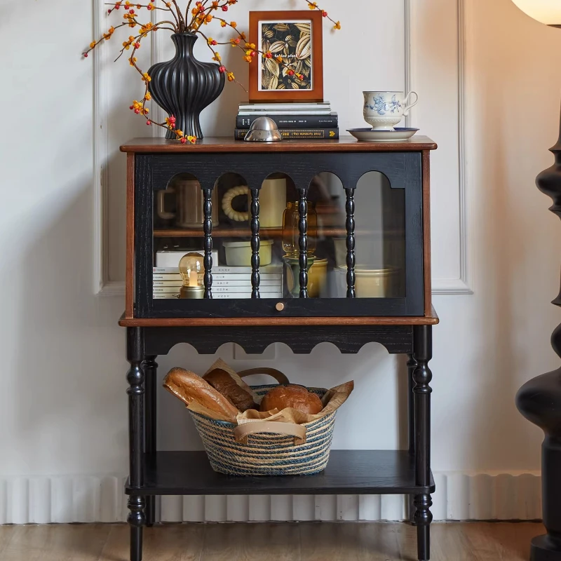 

Solid wood sofa side cabinet, living room display cabinet, storage cabinet