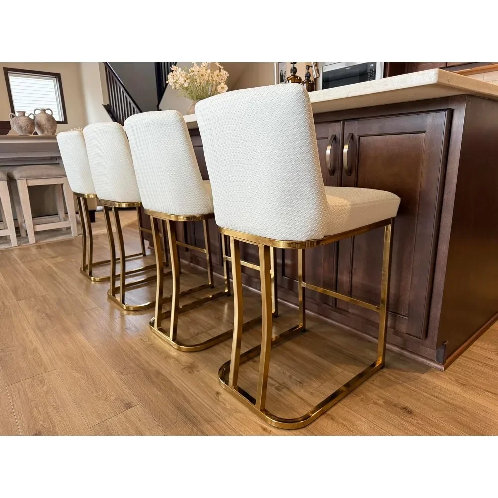 

24” Bar Stools Set of 4 Retro Design of Bar Stool Modern PU Leather Bar Chair Counter Height Chair with Backrest Coffee Shop Ki